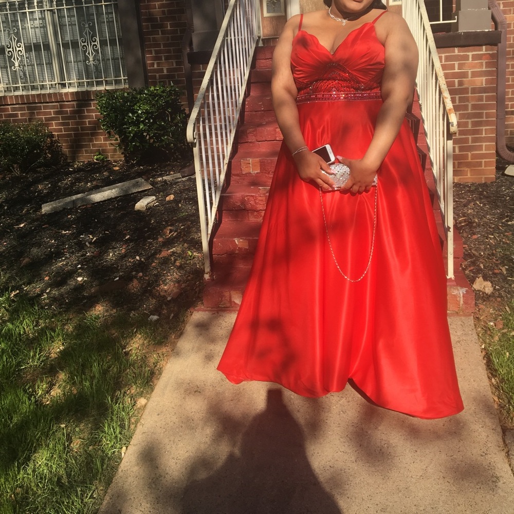 Red plus size prom dress